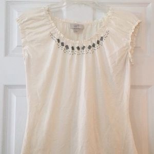 Loft Sleeveless Blouse with Bead Detail